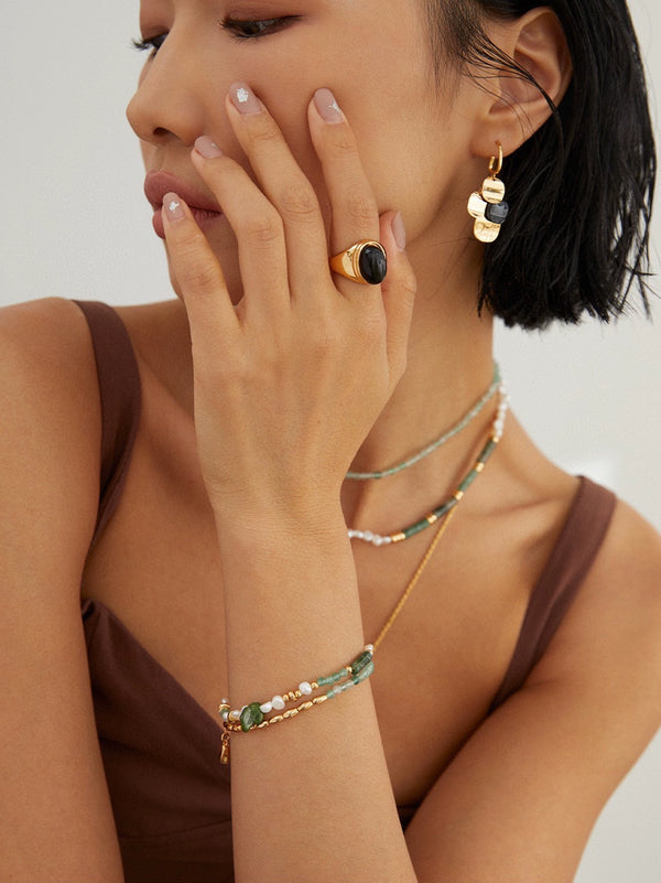 Simsmore [Extremely Simple French Style Series] Pure Silver Natural Pearl Adjustable Fashion Original Design Bracelet