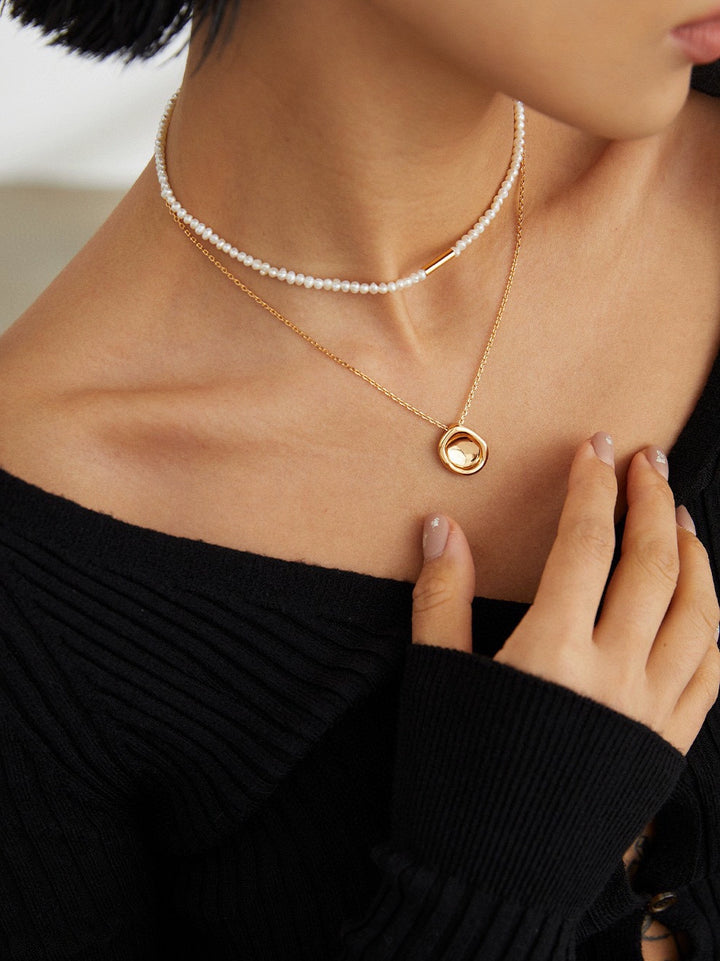 Simsmore [Minimalist French Series] Pure Silver Simple Potato Pearl Adjustable Original Necklace