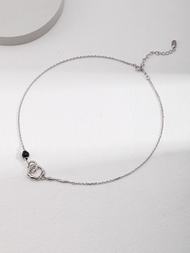 Simsmore minimalist French series S925 pure silver simple and versatile classic double ring niche design necklace