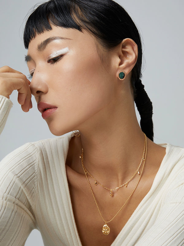 Simsmore minimalist French series pure silver peacock stone temperament niche light luxury retro high-end earrings