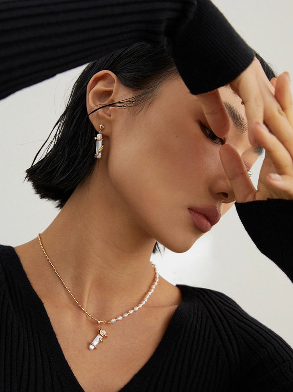 Simsmore [Extremely Simple French Style Series] Pure Silver Adjustable Fashion Charm Fashionable Pearl Necklace