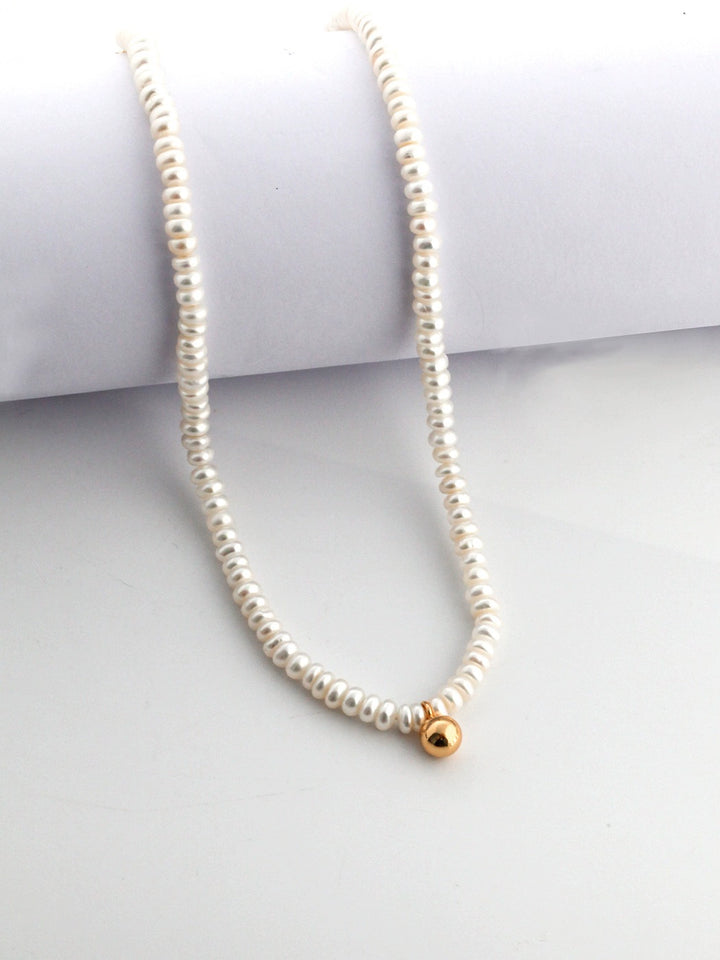 Simsmore [Extremely Simple French Style Series] Pure Silver Natural Mother of Pearl Retro Original Design Necklace