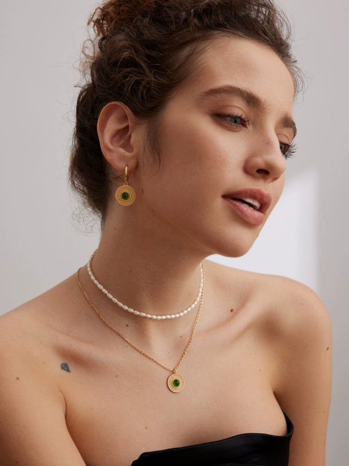 Simsmore minimalist French series S925 pure silver chalcedony earrings, light luxury, retro, niche, high-end feel