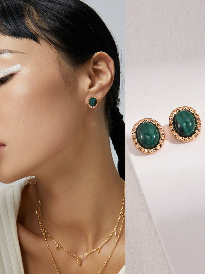 Simsmore minimalist French series pure silver peacock stone temperament niche light luxury retro high-end earrings