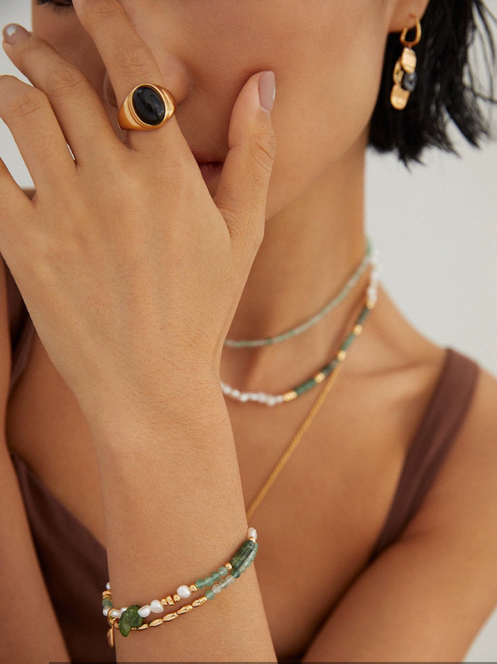 Simsmore [Extremely Simple French Style Series] Pure Silver Natural Pearl Adjustable Fashion Original Design Bracelet