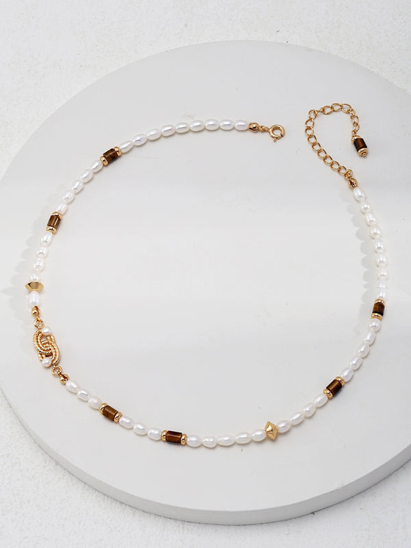 Simsmore Donut Natural Pearl Splicing Clavicle Necklace Chocker Style Niche Design Necklace