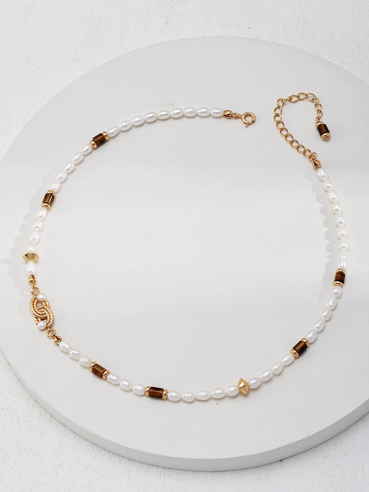 Simsmore Donut Natural Pearl Splicing Clavicle Necklace Chocker Style Niche Design Necklace