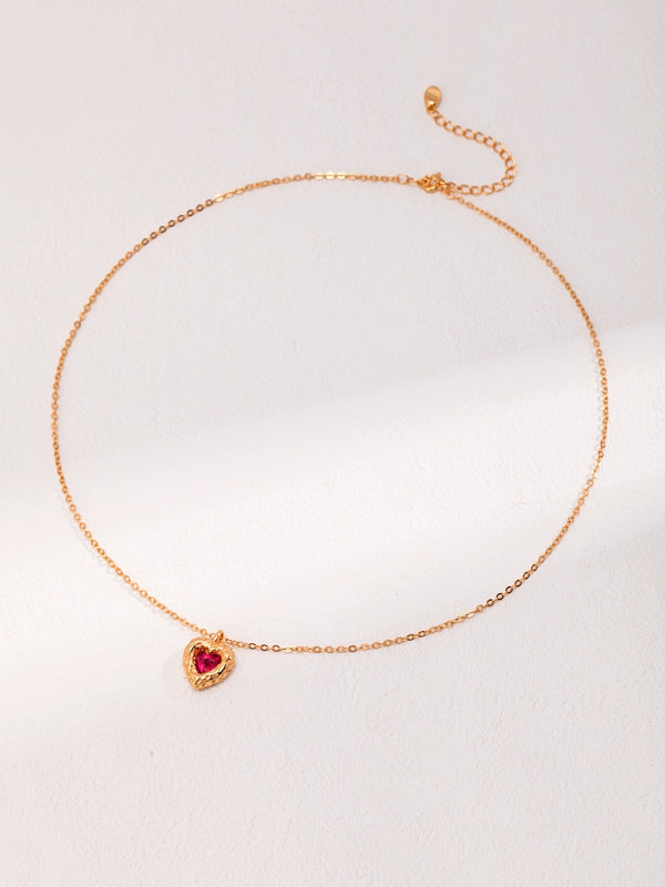 Simsmore minimalist French series pure silver heart-shaped zircon light luxury niche design high-end necklace