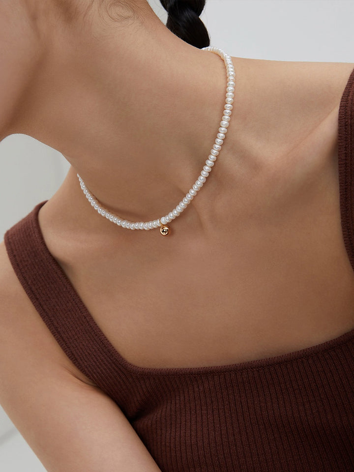 Simsmore [Extremely Simple French Style Series] Pure Silver Natural Mother of Pearl Retro Original Design Necklace