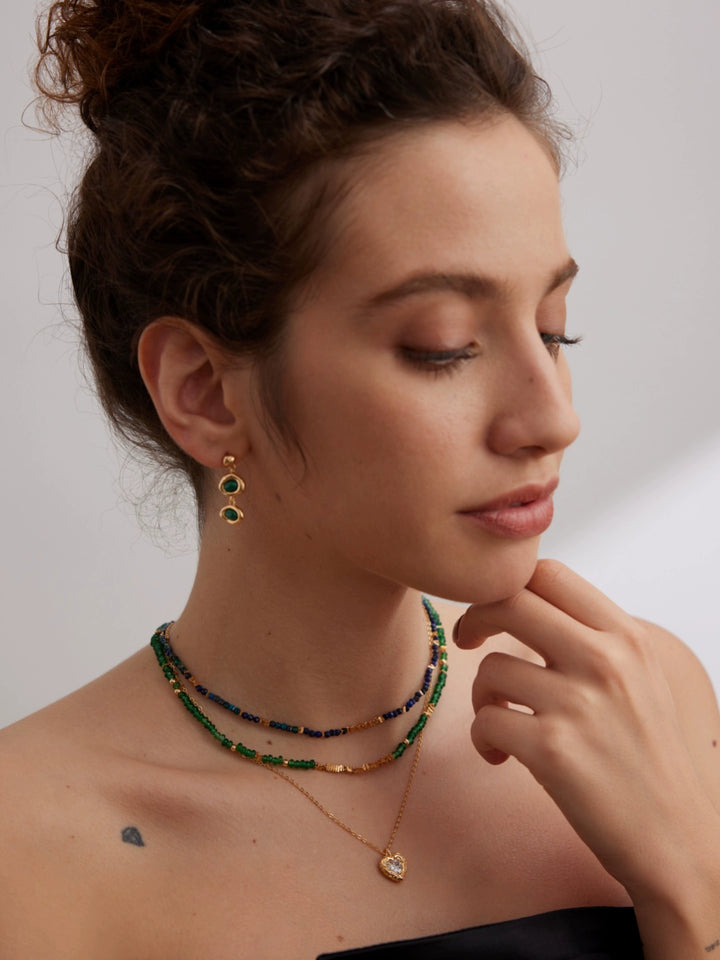 Simsmore minimalist French series S925 pure silver emerald broken silver necklace, niche light luxury design