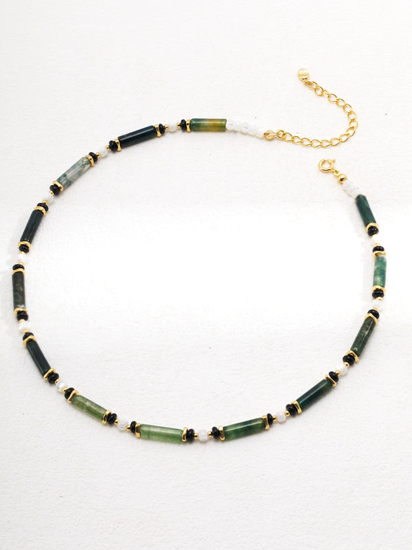 Simsmore green bead necklace for women's new style with a niche design and versatile collarbone chain