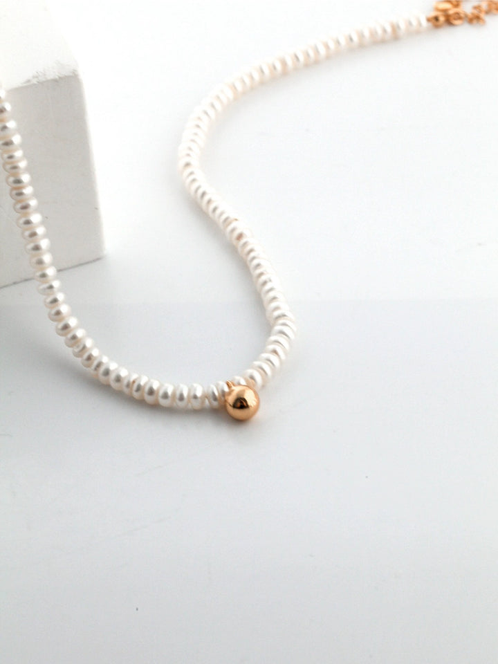 Simsmore [Extremely Simple French Style Series] Pure Silver Natural Mother of Pearl Retro Original Design Necklace