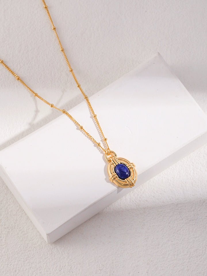 Simsmore minimalist style series palace style design pure silver natural blue gold light retro and high-end necklace