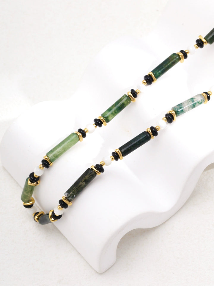 Simsmore green bead necklace for women's new style with a niche design and versatile collarbone chain