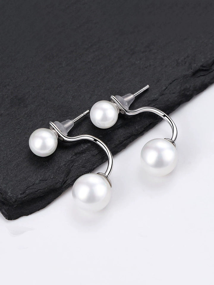 Simsmore [Extremely Simple French Style Series] Pure Silver Natural Pearl Bead Versatile Original Design Earrings