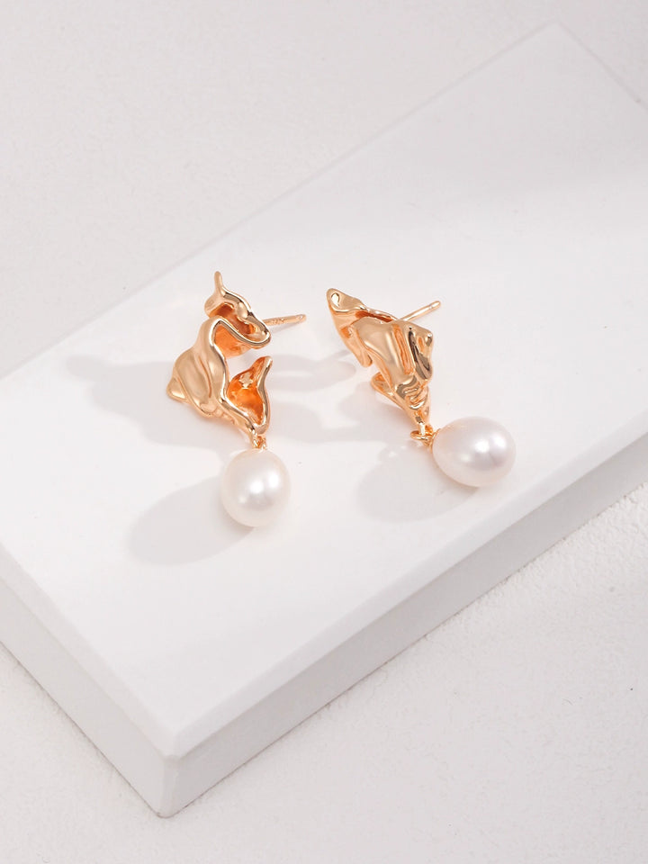 Simsmore minimalist French series S925 pure silver pearl pendant earrings with light luxury and niche design sense