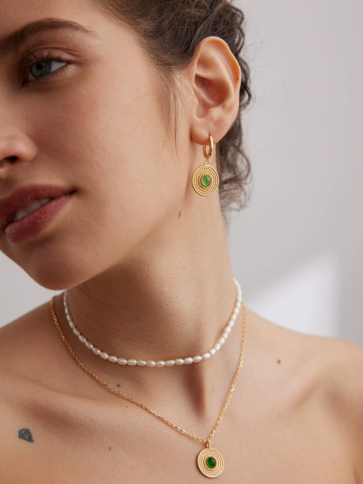 Simsmore minimalist French series S925 pure silver chalcedony earrings, light luxury, retro, niche, high-end feel