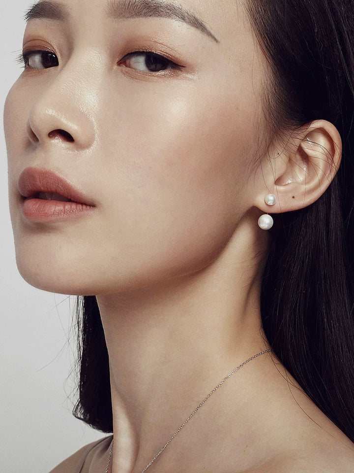 Simsmore [Extremely Simple French Style Series] Pure Silver Natural Pearl Bead Versatile Original Design Earrings