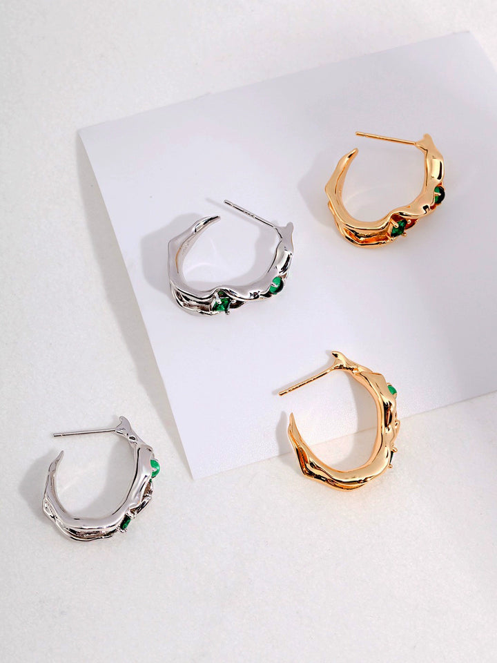 Simsmore minimalist French series S925 pure silver zircon fashionable retro niche original design earrings