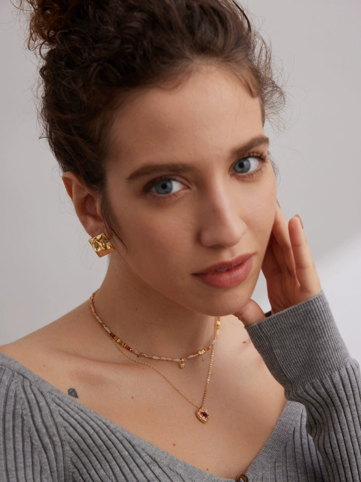 Simsmore minimalist French series pure silver red agate niche design light luxury retro adjustable necklace