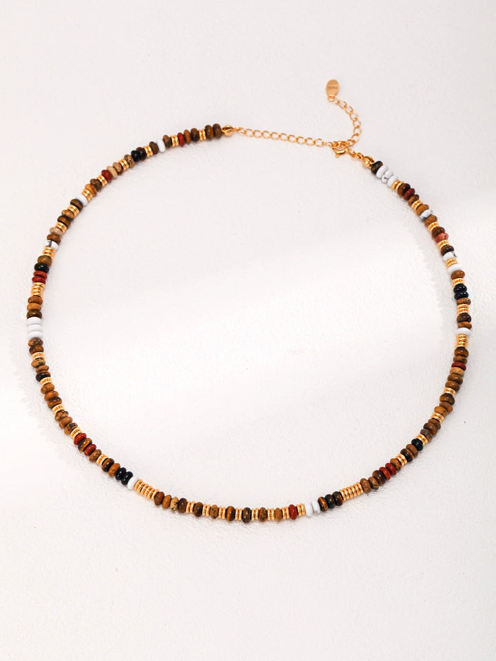 Simsmore Tiger Eye Stone Necklace Women's Autumn and Winter Gemstone Beaded Clavicle Chain Light Luxury Black Agate Neck Chain