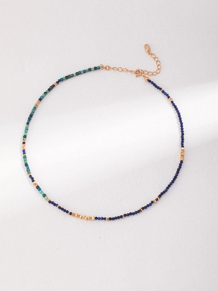 Simsmore minimalist French series S925 pure silver lapis lazuli broken silver necklace, niche, light luxury, retro
