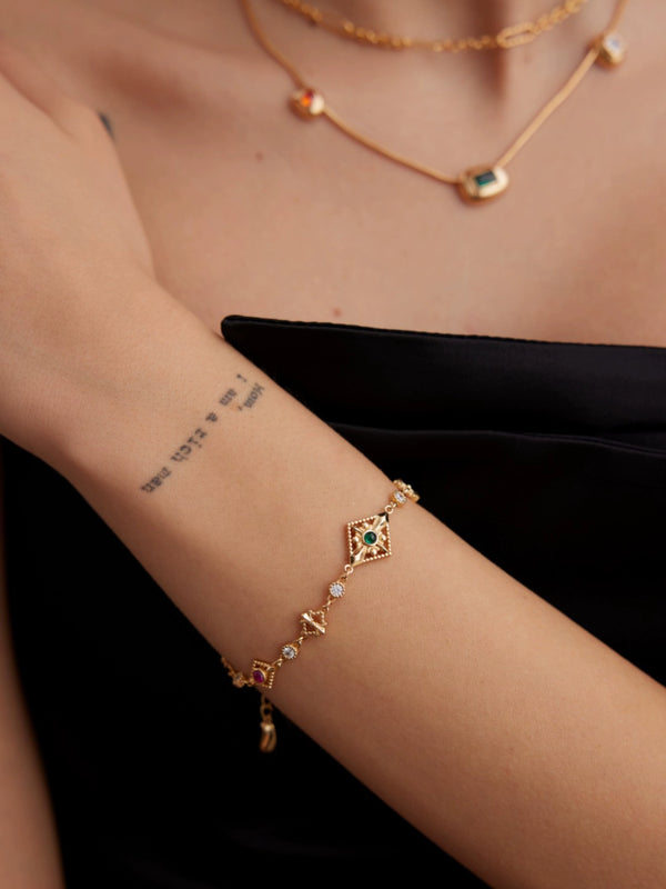 Simsmore minimalist French series S925 pure silver zircon bracelet with a light luxury retro and niche design sense