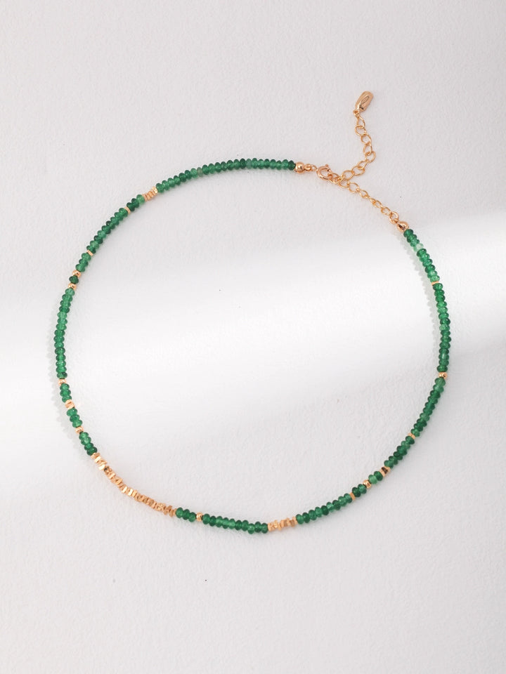 Simsmore minimalist French series S925 pure silver emerald broken silver necklace, niche light luxury design