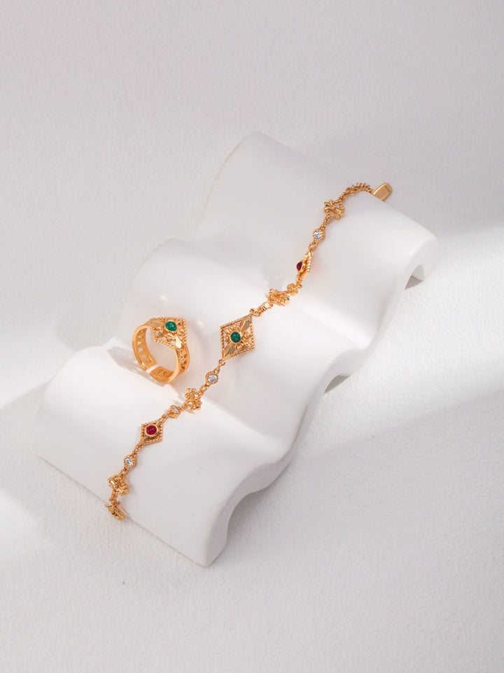 Simsmore minimalist French series S925 pure silver zircon bracelet with a light luxury retro and niche design sense