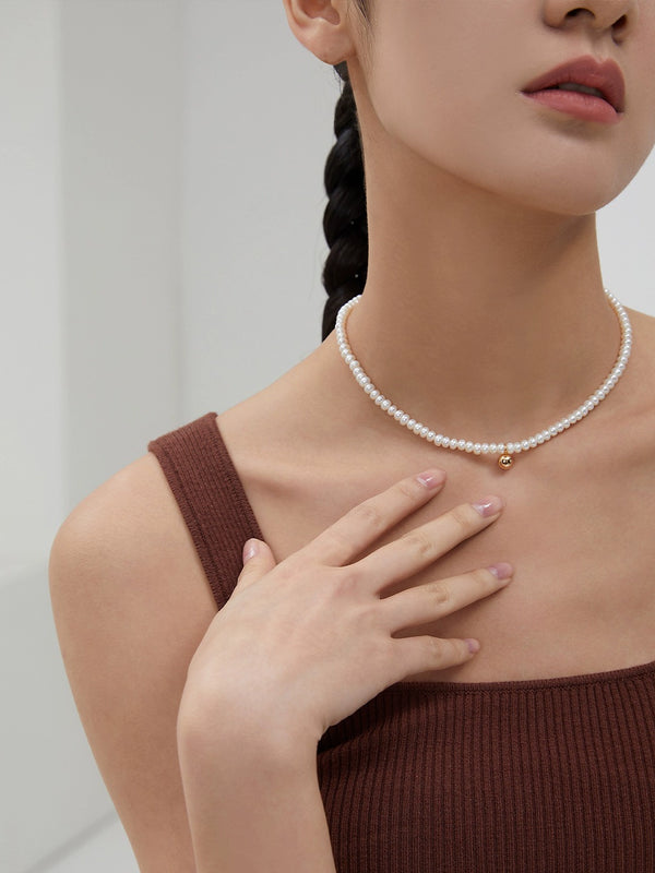 Simsmore [Extremely Simple French Style Series] Pure Silver Natural Mother of Pearl Retro Original Design Necklace