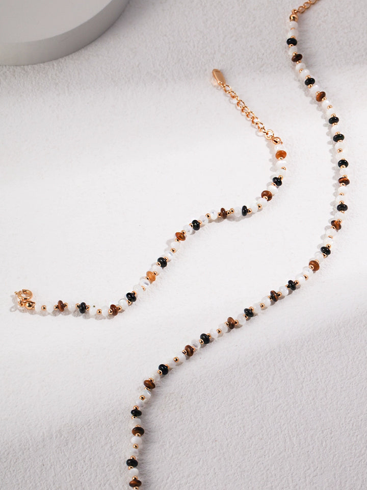 Simsmore minimalist French series S925 pure silver tiger eye stone bracelet with niche design, light luxury retro