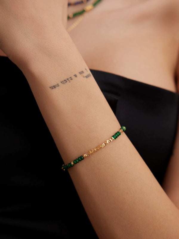 Simsmore minimalist French series S925 emerald sterling silver broken silver bracelet with niche design and high-end feel