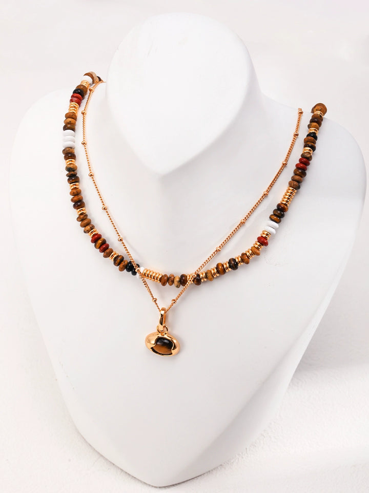 Simsmore Tiger Eye Stone Necklace Women's Autumn and Winter Gemstone Beaded Clavicle Chain Light Luxury Black Agate Neck Chain