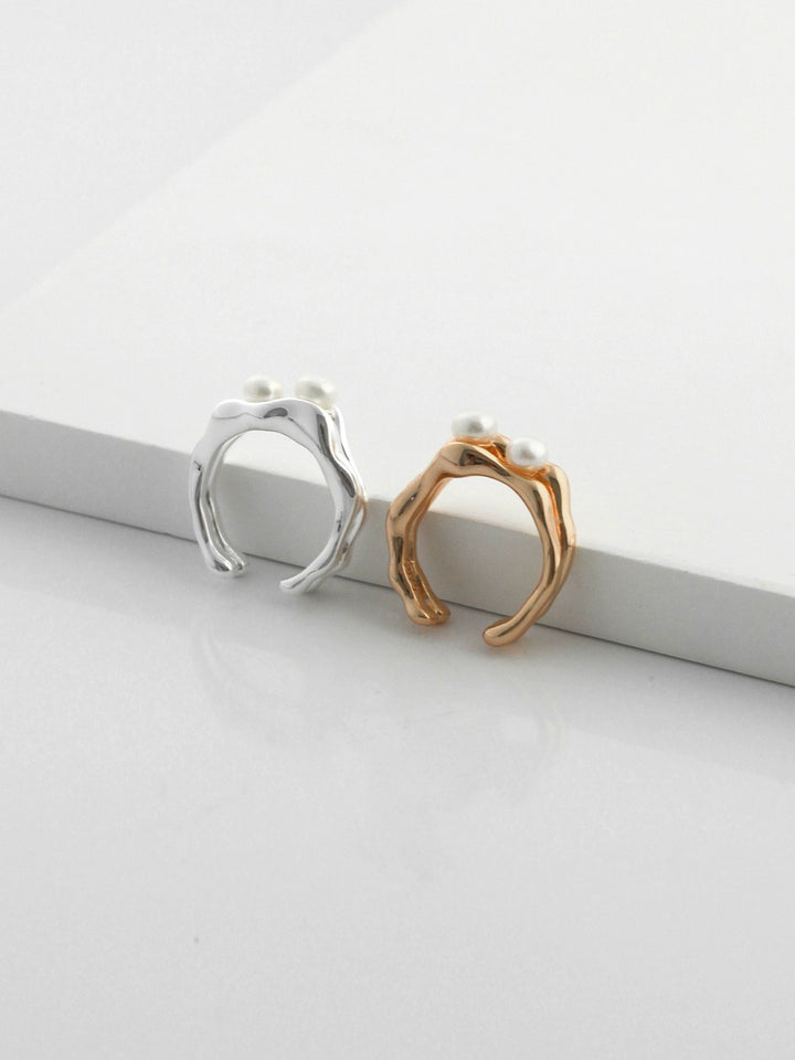Simsmore Extremely Simple French Style Series] Pure Silver Pearl Adjustable Fashion Retro Original Design Ring