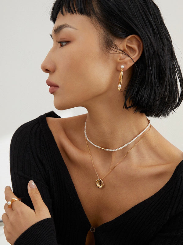 Simsmore [Minimalist French Series] Pure Silver Simple Potato Pearl Adjustable Original Necklace