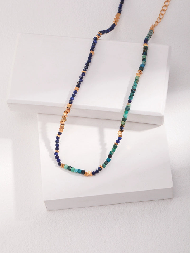 Simsmore minimalist French series S925 pure silver lapis lazuli broken silver necklace, niche, light luxury, retro