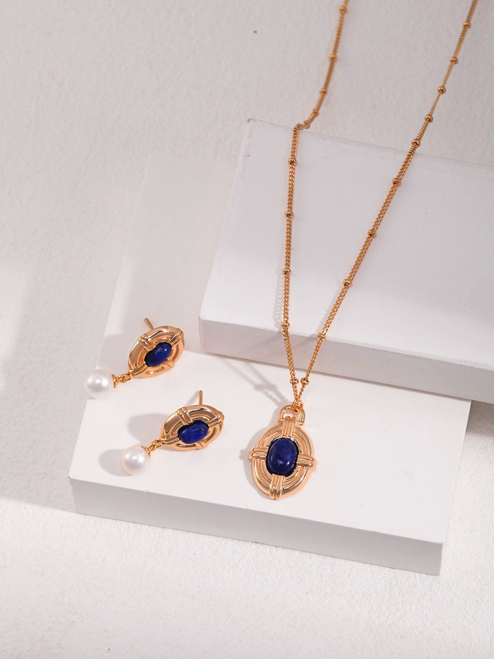 Simsmore minimalist style series palace style design pure silver natural blue gold light retro and high-end necklace