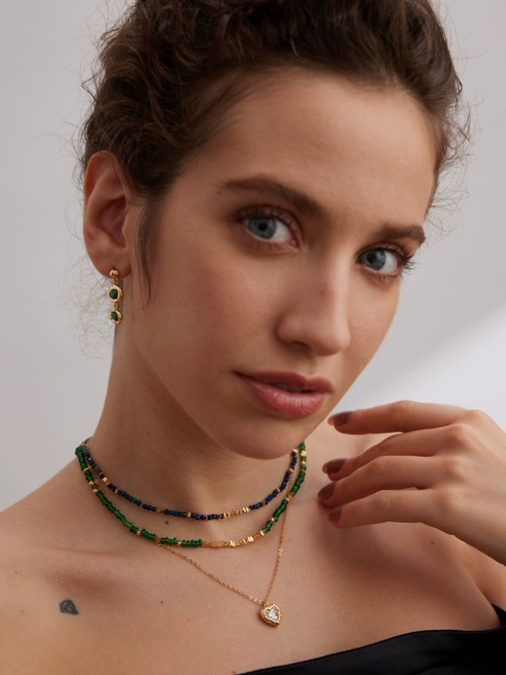 Simsmore minimalist French series S925 pure silver emerald broken silver necklace, niche light luxury design