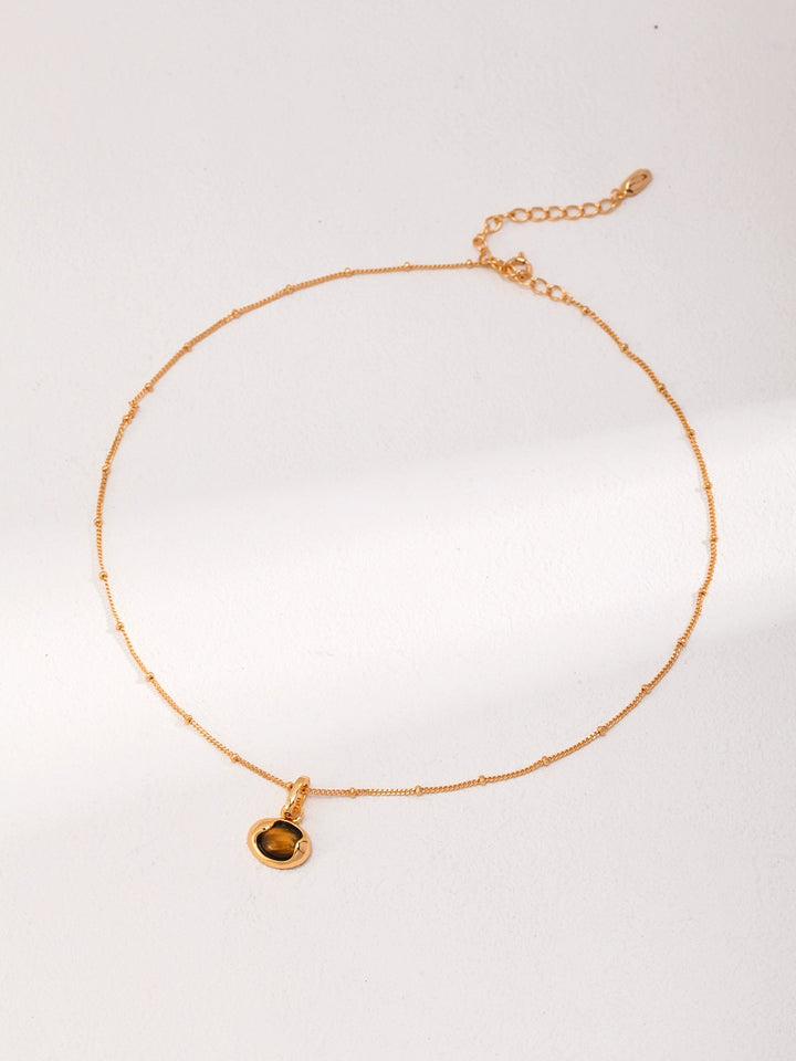 Simsmore Minimalist French Series S925 Pure Silver Natural Tiger Eye Stone Retro Light Luxury Niche Design Necklace