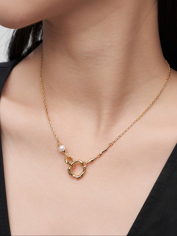 Simsmore minimalist French series S925 pure silver simple and versatile classic double ring niche design necklace