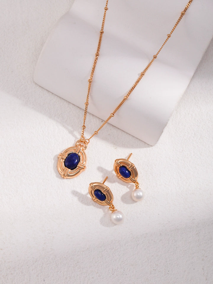 Simsmore minimalist style series palace style design pure silver natural blue gold light retro and high-end necklace
