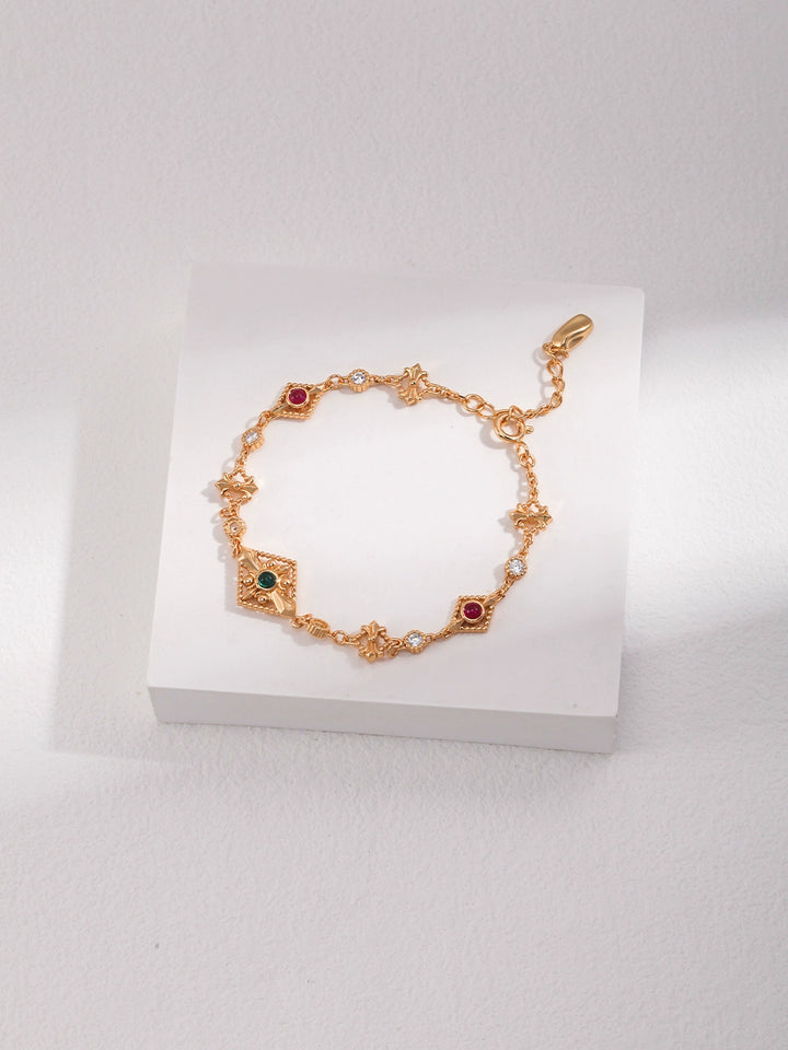 Simsmore minimalist French series S925 pure silver zircon bracelet with a light luxury retro and niche design sense