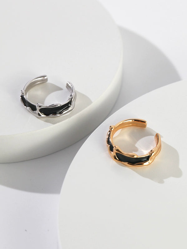 Simsmore [Minimalist French Series] Pure Silver Natural Glazed Gold Retro Adjustable Couple Ring