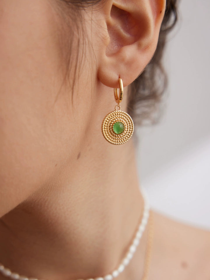 Simsmore minimalist French series S925 pure silver chalcedony earrings, light luxury, retro, niche, high-end feel