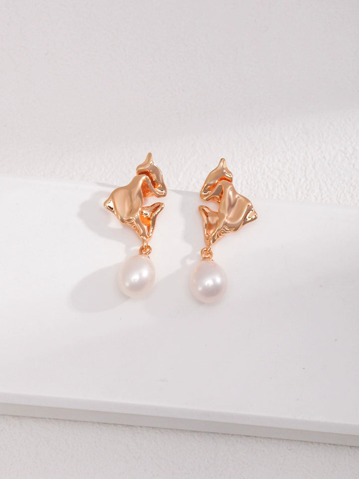 Simsmore minimalist French series S925 pure silver pearl pendant earrings with light luxury and niche design sense