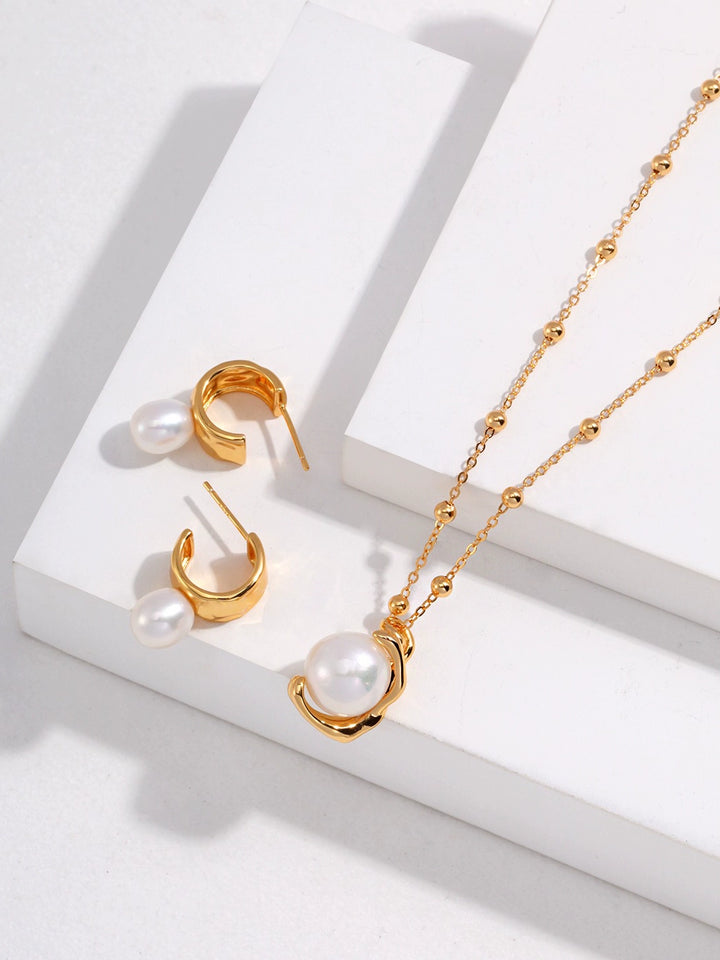 Simsmore minimalist French series S925 pure silver pearl minimalist C-shaped retro niche design earrings