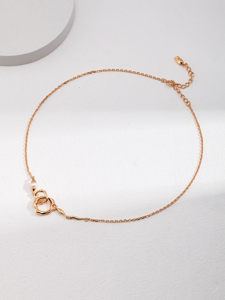 Simsmore minimalist French series S925 pure silver simple and versatile classic double ring niche design necklace