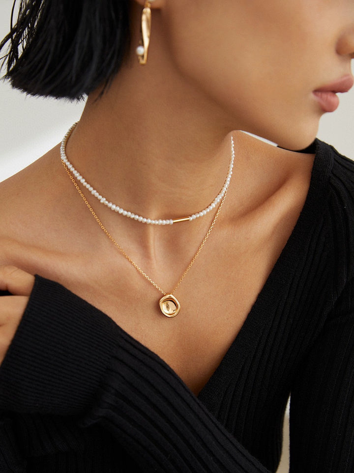Simsmore [Minimalist French Series] Pure Silver Simple Potato Pearl Adjustable Original Necklace
