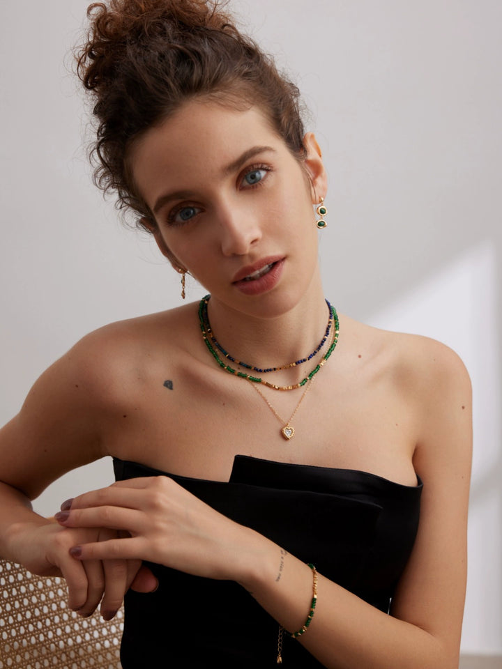 Simsmore minimalist French series S925 pure silver emerald broken silver necklace, niche light luxury design