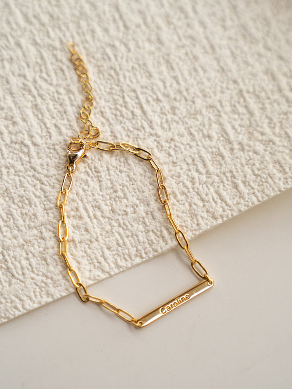Custom Engraved Bracelet 925 Silver & 18K Gold Plated Personalized Letter Jewelry for Gift
